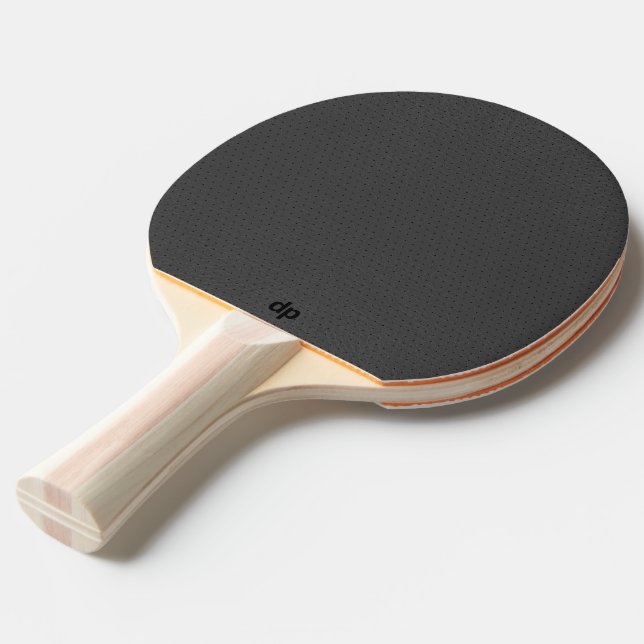 Raquette De Ping Pong Texture en cuir gris minimal Monogramme noir (Dos Angle)