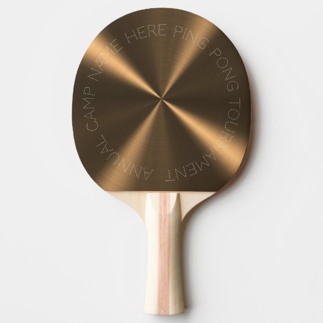 Raquette De Ping Pong Texture métallique métallique de bronze personnali (Devant)