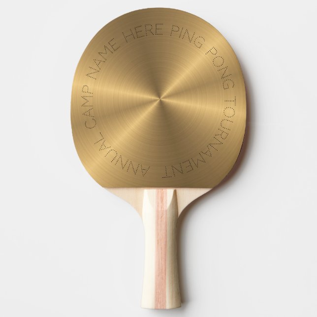 Raquette De Ping Pong Texture radiale métallique personnalisée d'or (Devant)