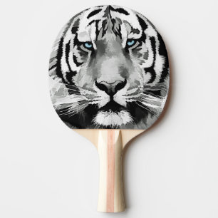 Raquette De Ping Pong Tiger Noir et Blanc Bleu yeux