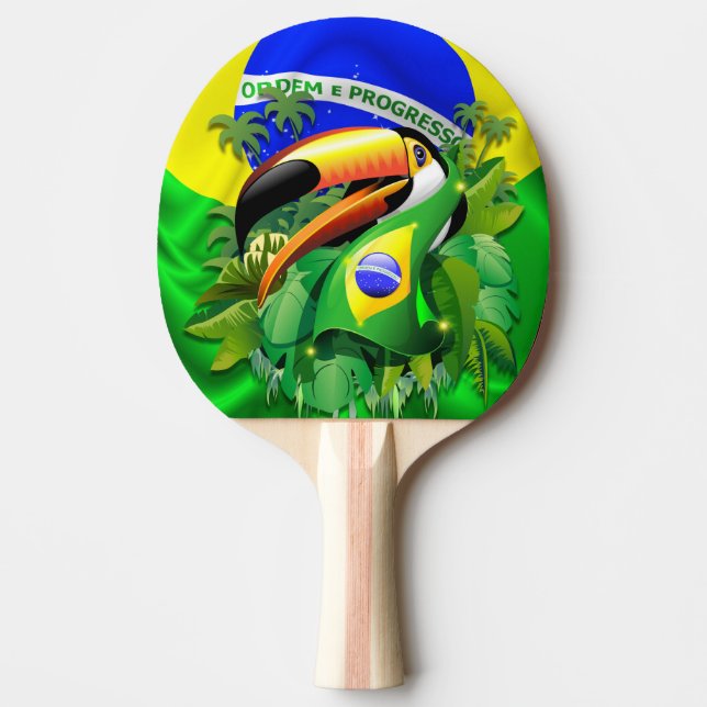 Raquette De Ping Pong Toco Toucan avec drapeau brésilien (Devant)