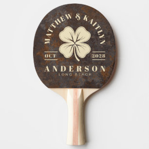 Raquette De Ping Pong Tôle métallique rouillée Crest de mariage Trèfle i