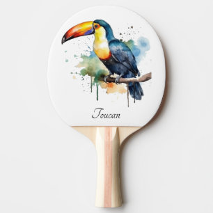 Raquette De Ping Pong toucan coloré assis sur une branche