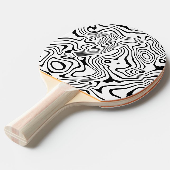 Raquette De Ping Pong Tourbillon blanc noir Conception abstraite (Devant Angle)