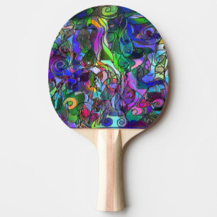 Raquette De Ping Pong Toutes les couleurs avec des tourbillons et des li