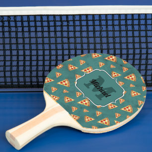 Raquette De Ping Pong Tranches de pizza cool motif sarcelle vintage Mono