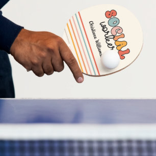 Raquette De Ping Pong Travailleur social rétro personnalisé