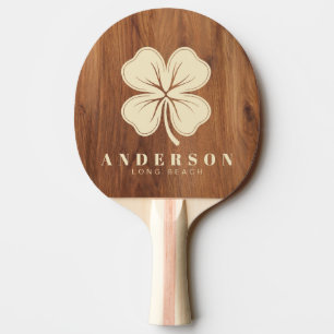 Raquette De Ping Pong Trèfle à quatre feuilles en bois d'érable avec nom