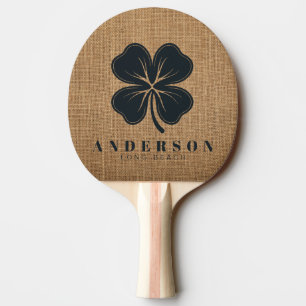 Raquette De Ping Pong Trèfle à quatre feuilles en toile de jute marron a