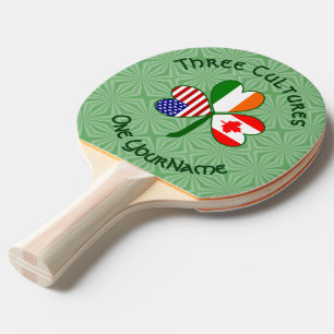 Raquette De Ping Pong Trèfle personnalisé canadien irlandais américain