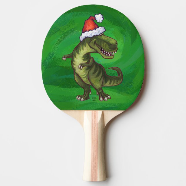 Raquette De Ping Pong TRex à Santa Hat sur Green (Devant)