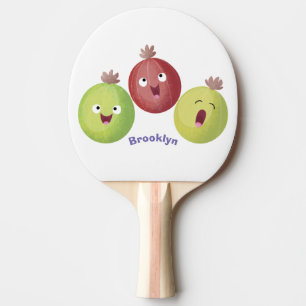Raquette De Ping Pong Trio de groseilles mignonnes chantant dessin animé