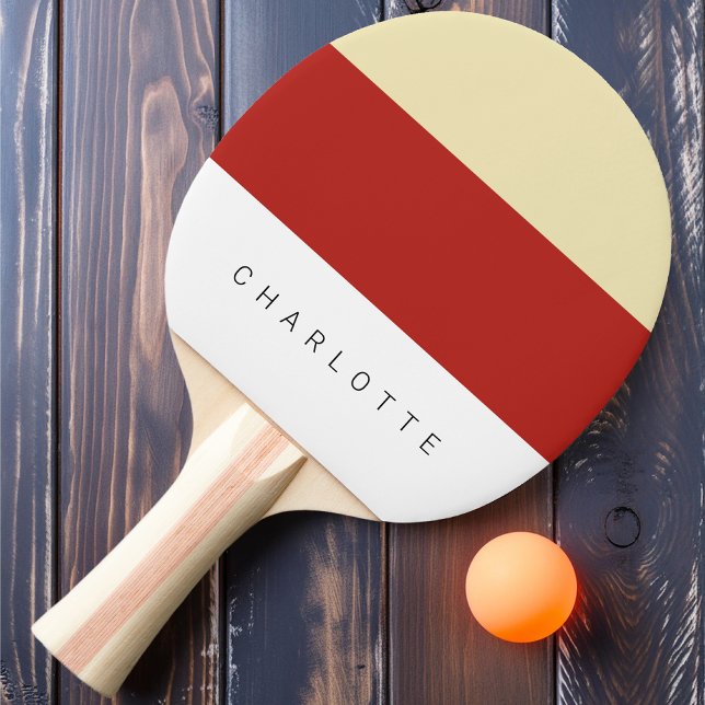 Raquette De Ping Pong Trois tonalités de tomate moderne avec nom (Créateur téléchargé)