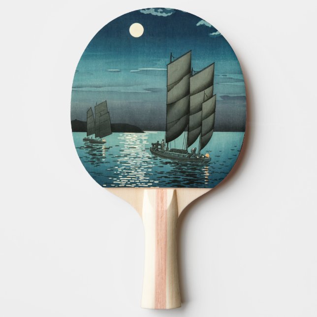Raquette De Ping Pong Tsuchiya Koitsu - Bateaux à Shinagawa, Nuit (Devant)