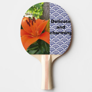 Raquette De Ping Pong Tulipes orange et vagues minimalistes bleues