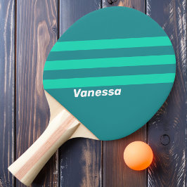 Raquette De Ping Pong Turquoise Beach Breeze Stripes avec nom