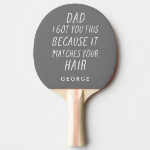Raquette De Ping Pong Typographie moderne drôle papa gris cheveux fête d