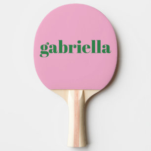 Raquette De Ping Pong Typographie personnalisée en rose et vert gras