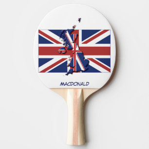 Raquette De Ping Pong UK UNION JACK FLAG & MAP Personnalisé