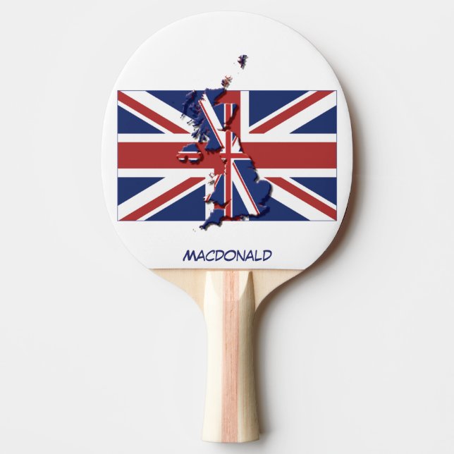 Raquette De Ping Pong UK UNION JACK FLAG & MAP Personnalisé (Devant)
