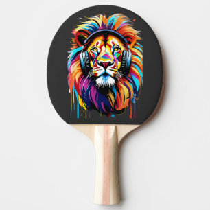Raquette De Ping Pong Un lion dans les écouteurs