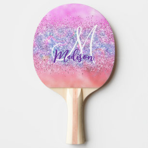 Raquette De Ping Pong Unicorne claire iridescente ombre parties scintill