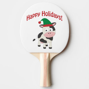 Raquette De Ping Pong Vacances Joyeuses Noël Elf Cow