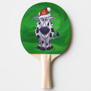 Raquette De Ping Pong Vache Noël sur vert