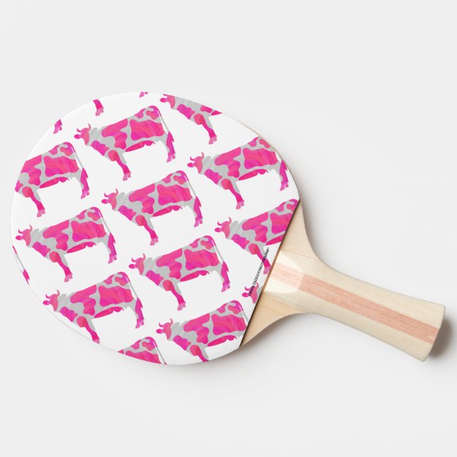 Raquette De Ping Pong Vache rose chaud et blanc Silhouette (Côté)