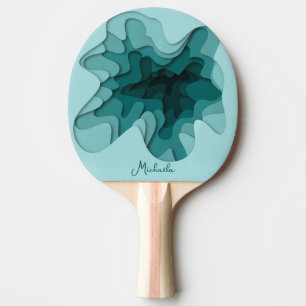 Raquette De Ping Pong Vagues de turquoise modernes personnalisées