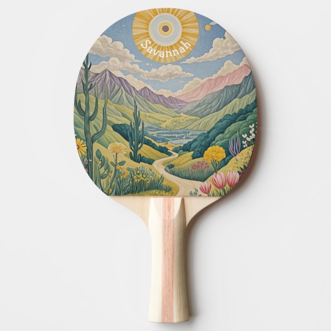 Raquette De Ping Pong Vallée tranquille : Paysage pastel (Devant)