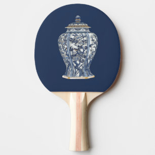 Raquette De Ping Pong Vase en porcelaine bleue et blanche de Vision Stud