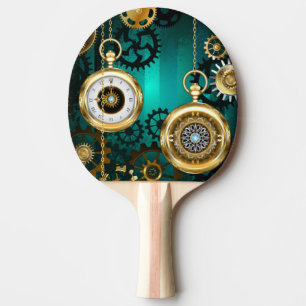 Raquette De Ping Pong Veille bijoux Steampunk sur un Arrière - plan vert