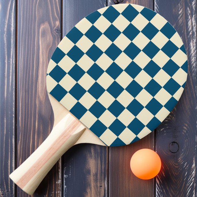 Raquette De Ping Pong Vérificateur bleu foncé et crème (Créateur téléchargé)