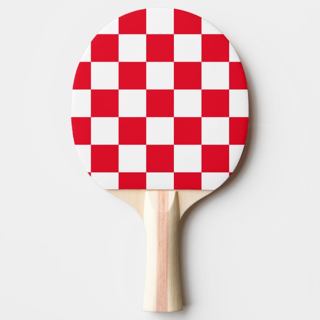 Raquette De Ping Pong Vérificateur géométrique croate rouge moderne (Devant)