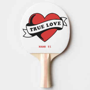 Raquette De Ping Pong Véritable amour Tatouage Coeur   Design romantique