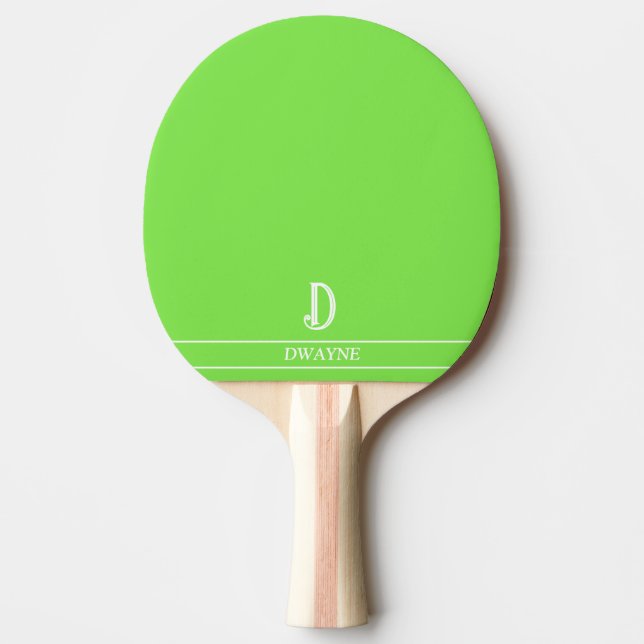 Raquette de ping pong vert citron monogrammée (Devant)