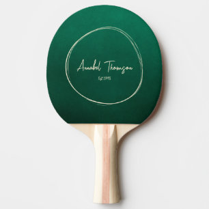 Raquette De Ping Pong Vert émeraude Nom dans Cercle Dessiné