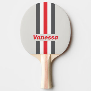 Raquette De Ping Pong Vintage à bout arrondi fendu rayé en pin avec nom