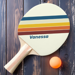 Raquette De Ping Pong Vintage cinq rayures avec nom