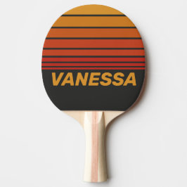 Raquette De Ping Pong Vintage Midnight Sunset Horizon Striping with Name
