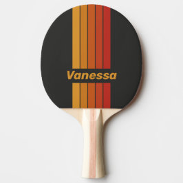 Raquette De Ping Pong Vintage Midnight Sunset Pin Striped with Name