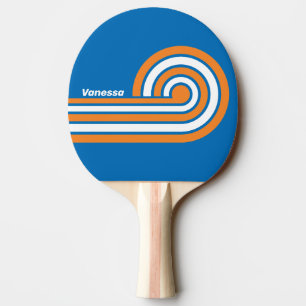 Raquette De Ping Pong Vintage New Amsterdam Curl Stripes avec nom