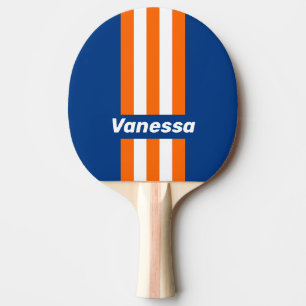Raquette De Ping Pong Vintage Rayures de Grandes Villes avec Nom