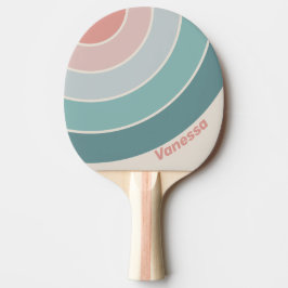 Raquette De Ping Pong Vintage Soft Sea Shell Circle Stripe with Name