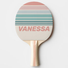 Raquette De Ping Pong Vintage Soft Sea Shell Horizon Striping with Name