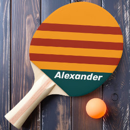 Raquette De Ping Pong Vintage Sport Dark Splash Stripes Turquoise avec n