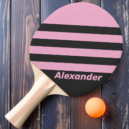Raquette De Ping Pong Vintage Sport rose nuits rayures avec nom