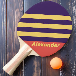 Raquette De Ping Pong Vintage Sport Surf Sunset Rayures avec Nom
