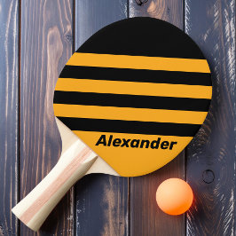 Raquette De Ping Pong Vintage Sport Tournesol Buzz Stripes avec nom